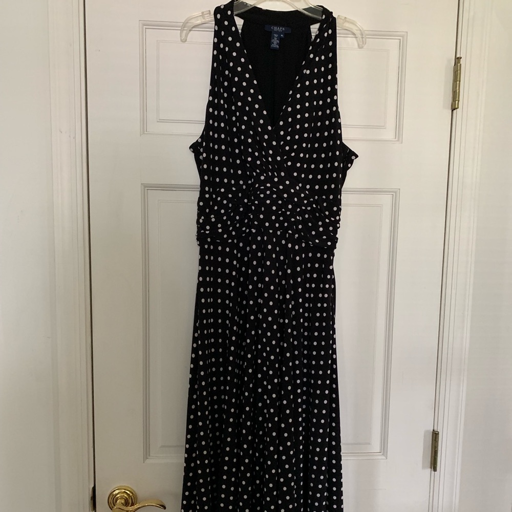 Chaps racer back black & white swing dress